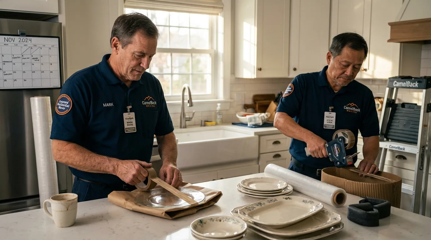 Professional crew packing kitchen dishware in Goldsboro, NC